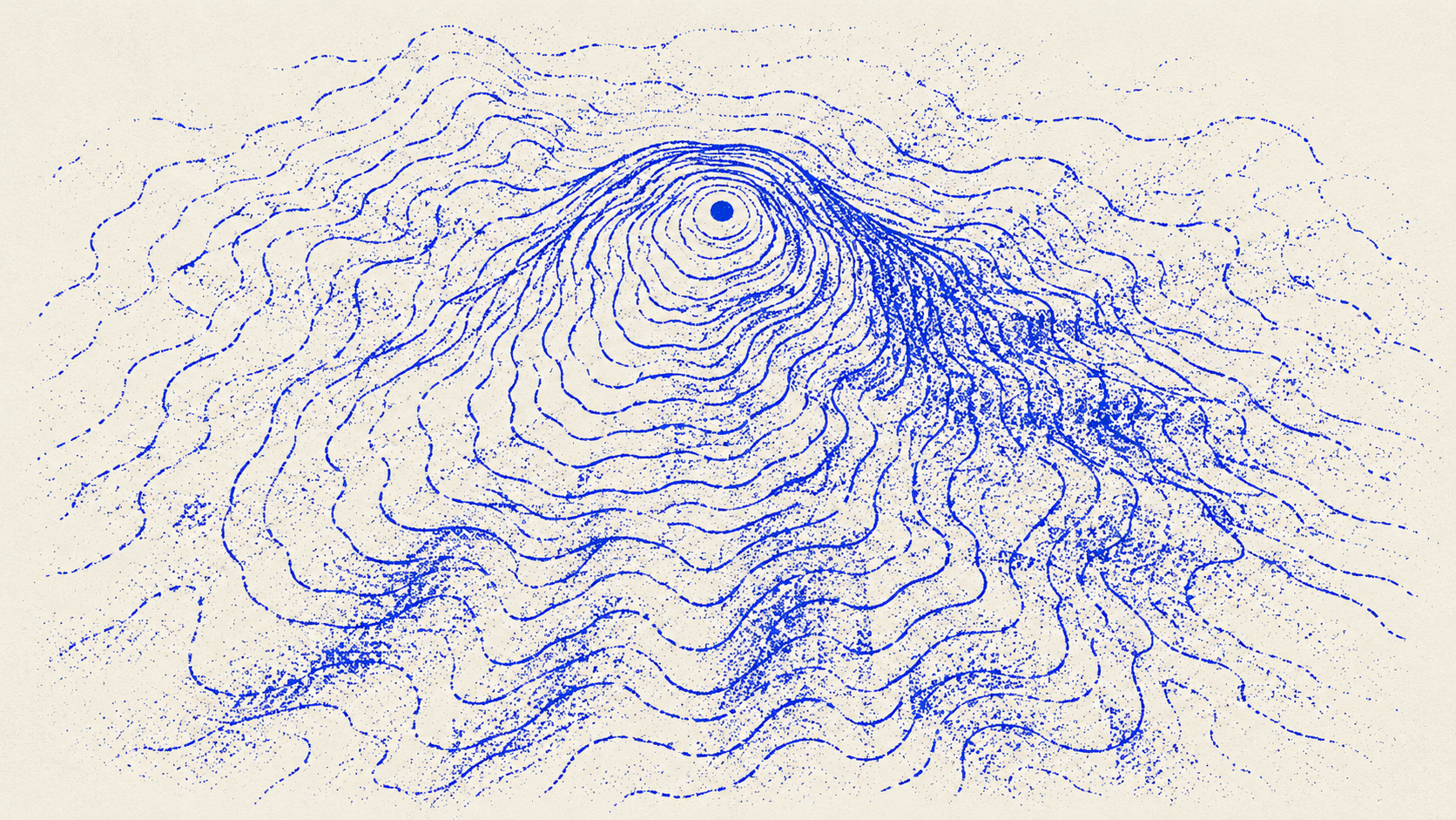 Topographic riso contour texture, blue on cream